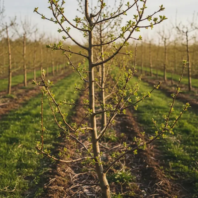 مراقبت از درختان بعد از هرس در فصل زمستان درخت با جوانه های سبز