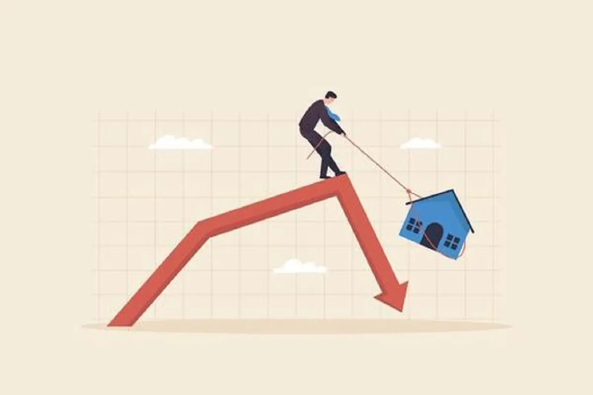 the-slowdown-in-the-real-estate-market-real-estate-investment-analysis-the-market-value-of-real-estate-enters-a-recession-vector
