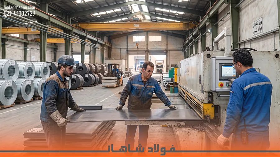 کارگاه صنعتی برشکاری و فرم‌دهی ورق‌های فولادی سیاه در شادآباد تهران
