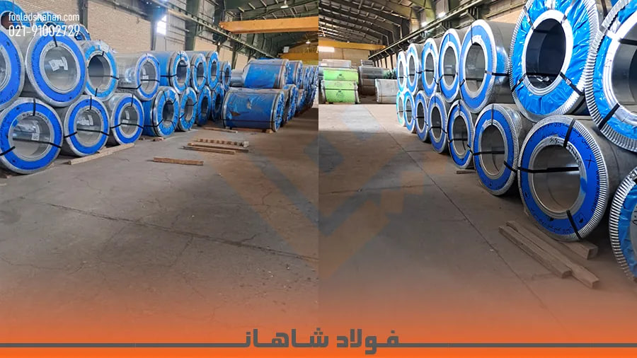انبار بزرگ نگهداری رول‌ها و شیت‌های ورق سیاه و گالوانیزه در تهران