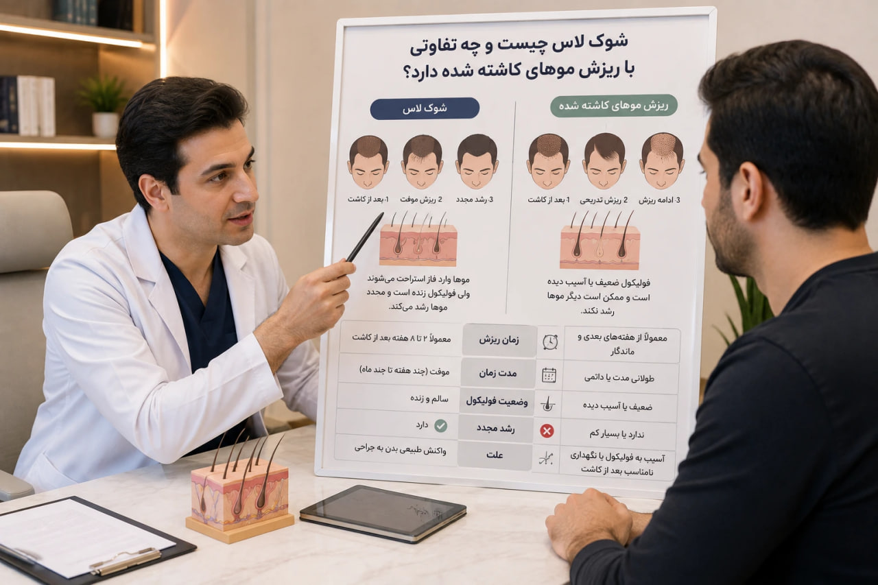 شوک لاس چیست و چه تفاوتی با ریزش موهای کاشته شده دارد؟