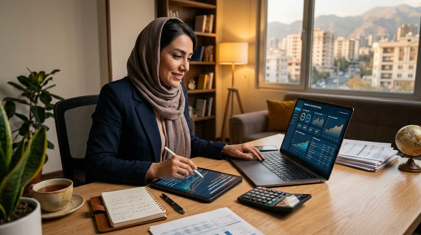 مدیریت ثروت شخصی در دوران تورم؛ ابزارهای نوین تصمیمسازی مالی یک خانم در حال انجام محاسبات مالی