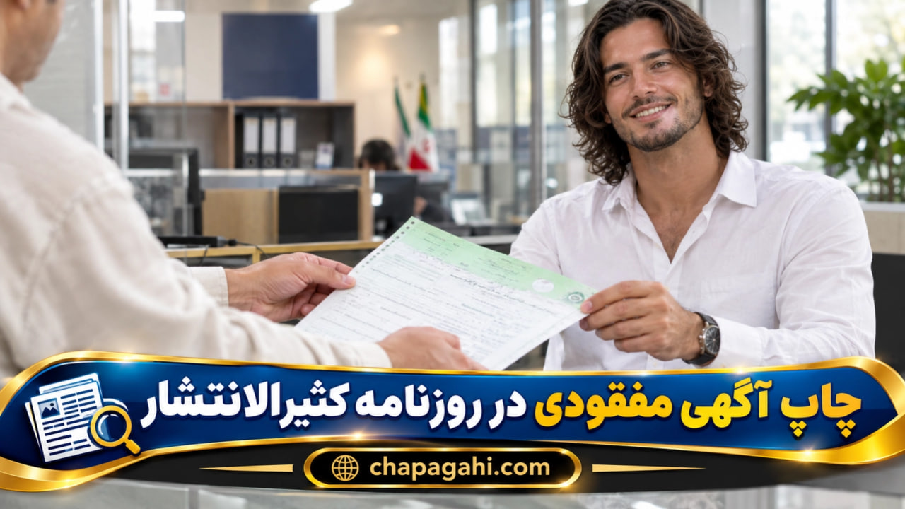 چاپ آگهی مفقودی در روزنامه کثیرالانتشار
